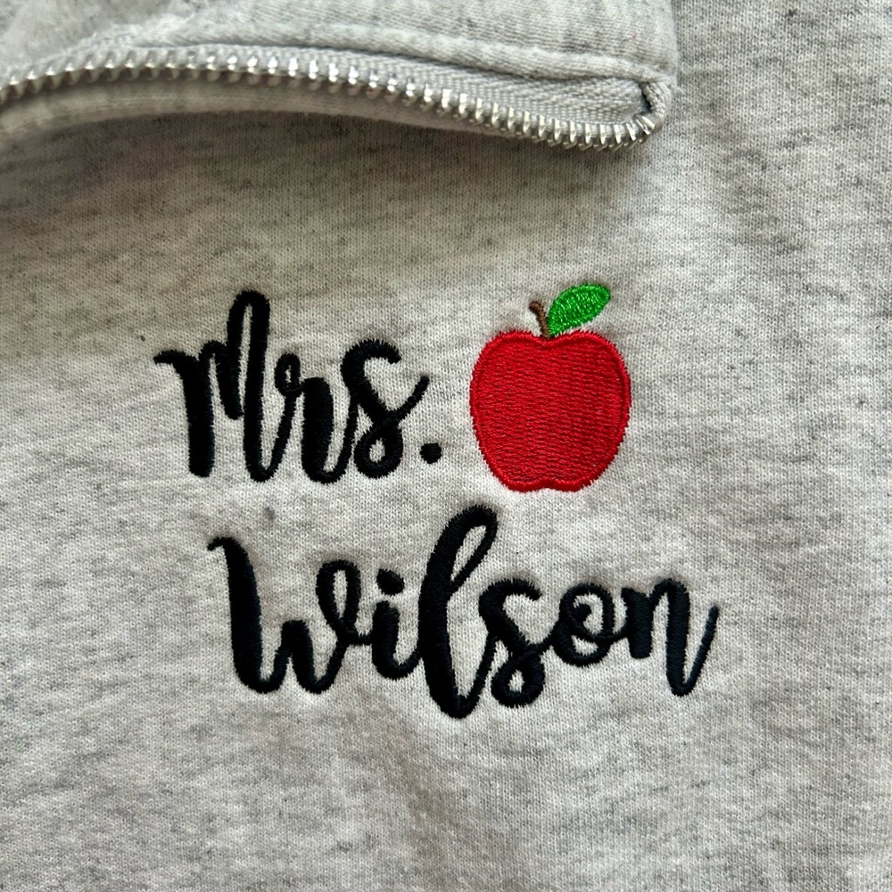 Mrs. Wilson Gray Quarter-Zip Women’s Half Zip Pull Over - Picture 3 of 5